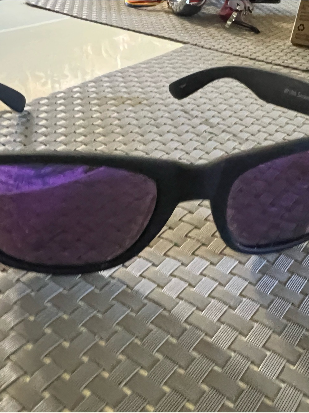 Unisex Black Sunglasses with Purple Lenses
